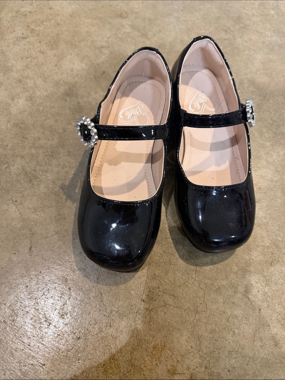 Jellypop Black Patent Mary Jane Shoes with Rhinestone Buckle